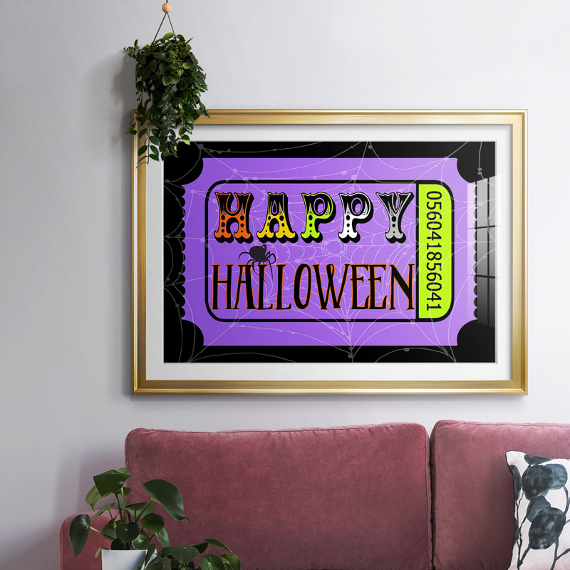Billet Happy Halloween, H 19 po x l 27 po x P 1,5 po, Or