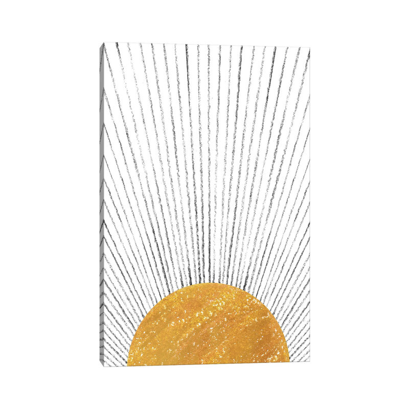 Abstract Mustard Sun 1 Piece Painting on Canvas, 66.04cm H x 45.72cm W x 3.81cm D, Wrapped Canvas