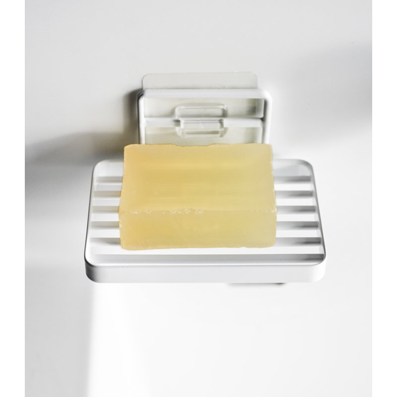 White Stainless Steel Self-Adhesive Soap Tray