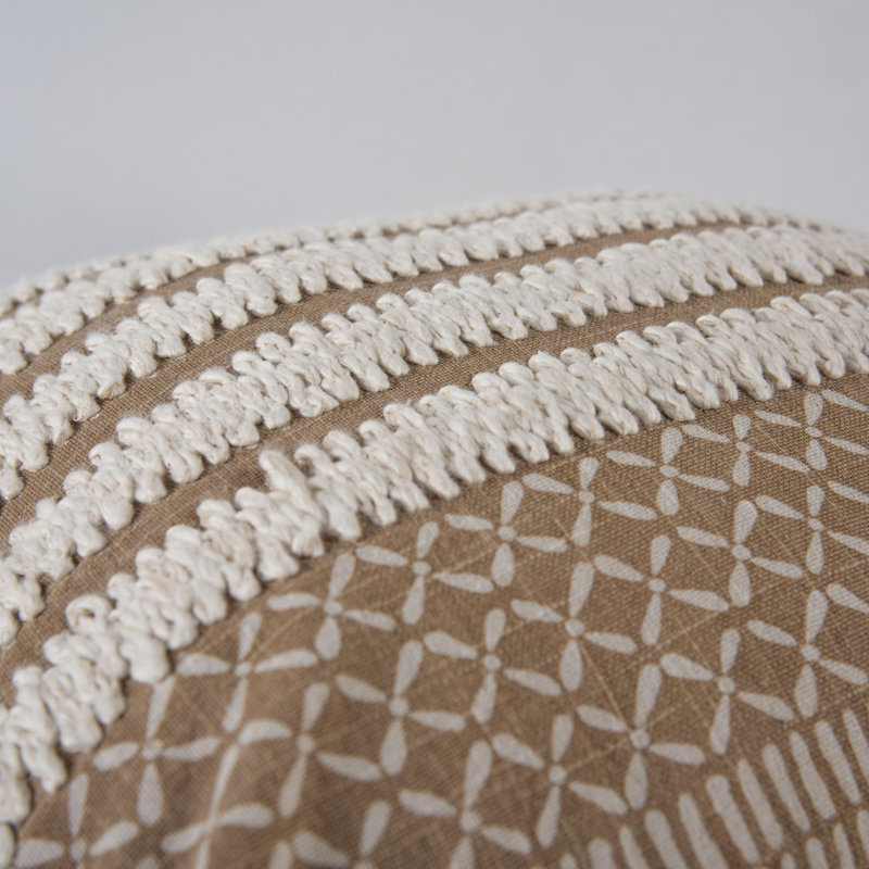 100% Cotton Filled Throw Pillow, Polyester, Beige