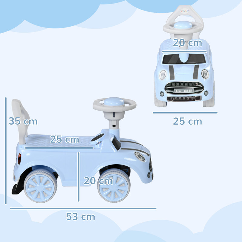 HOMCOM 1 Seater Push/Pull Ride On, Blue