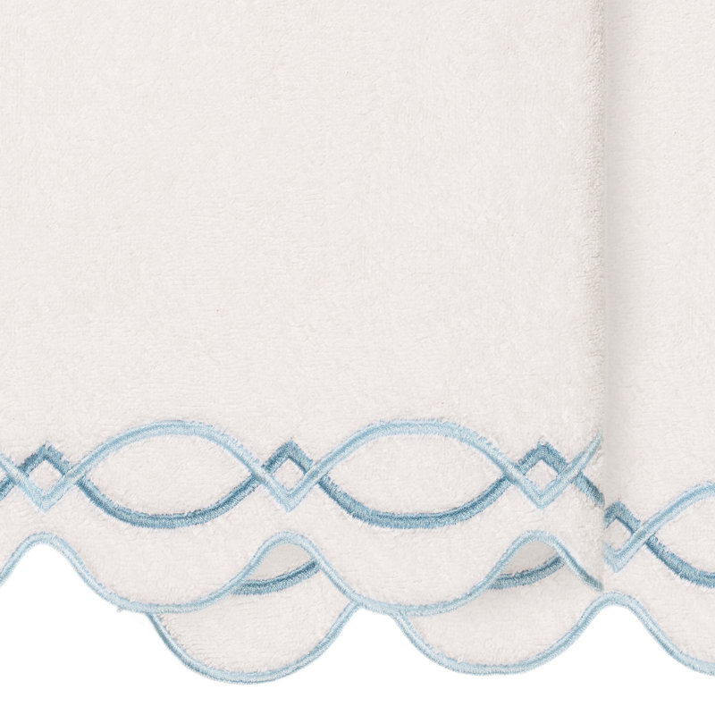  Ensemble de serviettes de bain 100% coton DIAMOND CHAIN 2 pièces, Serviette de bain - paquet de 2, Blanc / Bleu