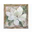 39,5 x 39,5 x 1,2 po, art de magnolia blanc peint à la main avec cadre en bois de sapin rustique