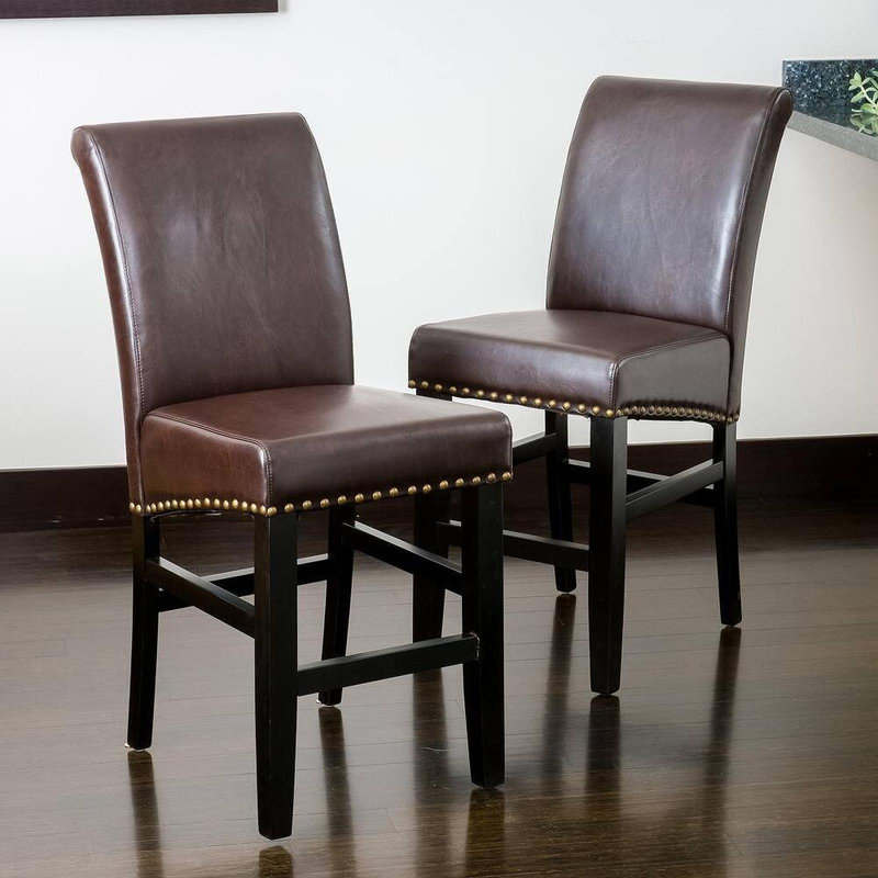 Tabouret de comptoir de 25,5 po avec structure en bois massif (ensemble de 2)
