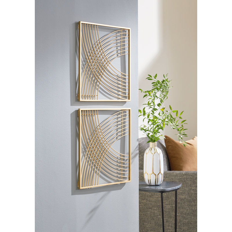 Gold Geometric Metal Wall Decor Set of 2