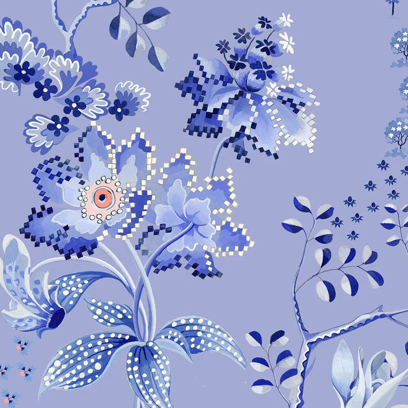 Cath Kidston Road Floral Dusky Wallpaper, Blue