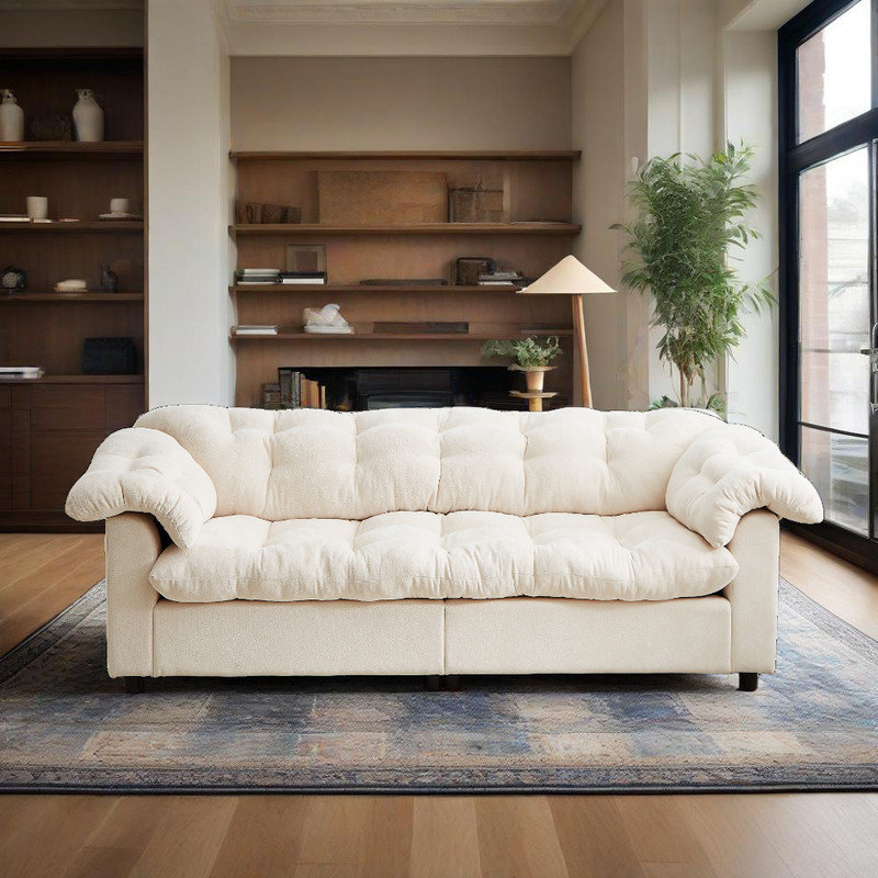 Modern 99.2" Tufted Chenille Sofa - Spacious & Ultra-Comfy, Grey