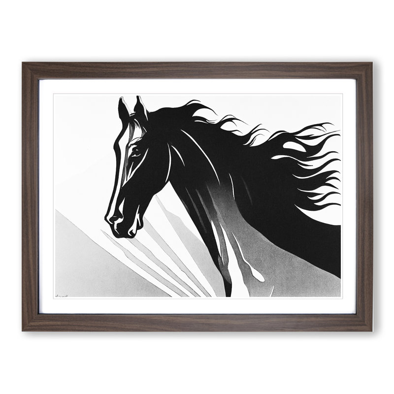 XH1022-9008X The Thrilling Horse Abstract - Single Picture Frame Print, 46cm H x 64cm W x 2cm D, Walnut