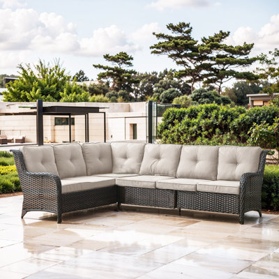 Deb 105.42" Polyethylene (PE) Wicker Outdoor Patio Sectional Set With Cushions by Red Barrel Studio