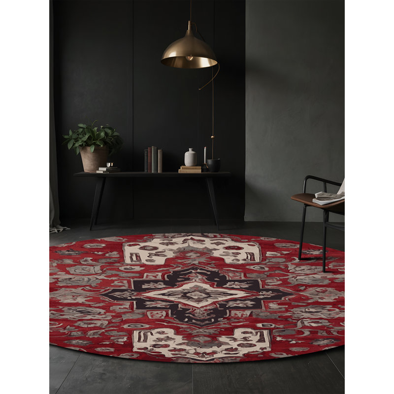 Tapis rouge soyeux et moelleux, Rond 3 pi