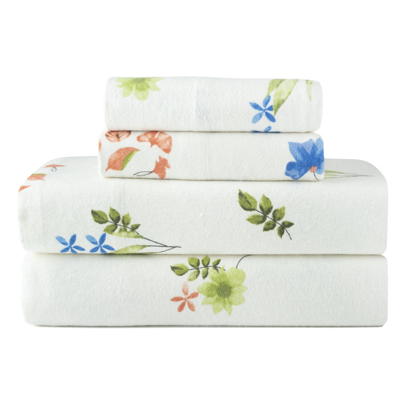 Ensemble de draps en flanelle 180 g / m² Pointehaven, Bouquet floral, Simple