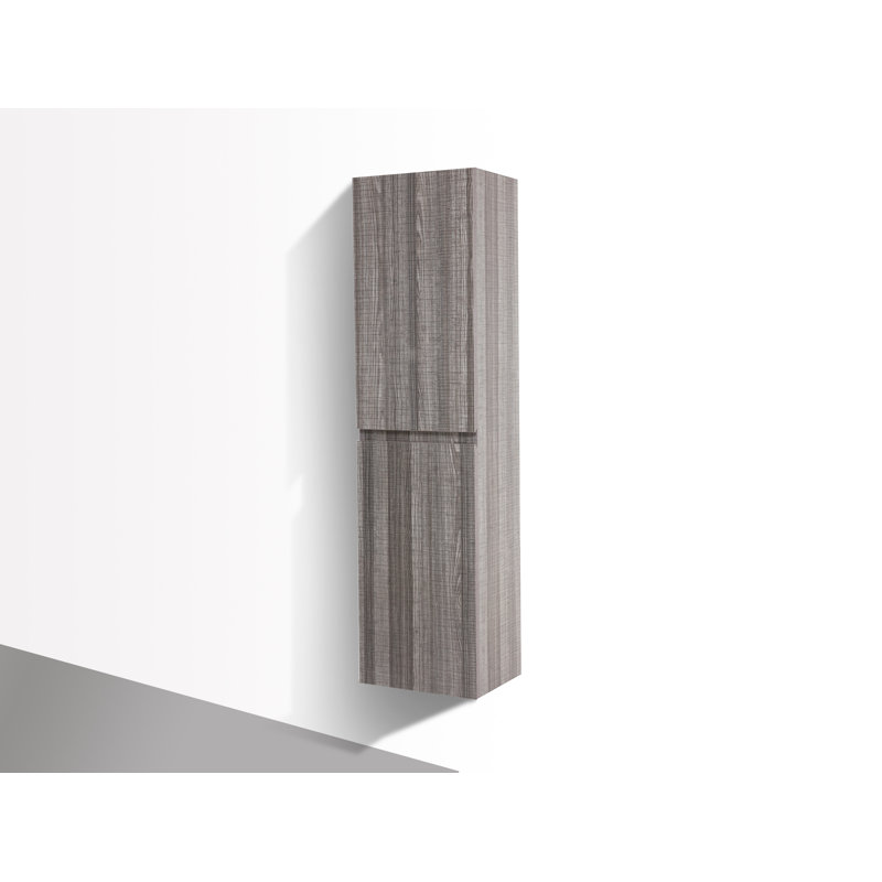 Armoire murale Divontae l 15,75 po x H 59 po x P 11,75 po, Gauche, Gris cendré brillant