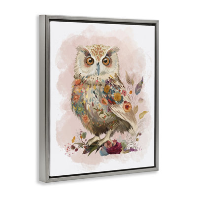 Art mural sur toile Owl & Wild Blooms par Fab Funky