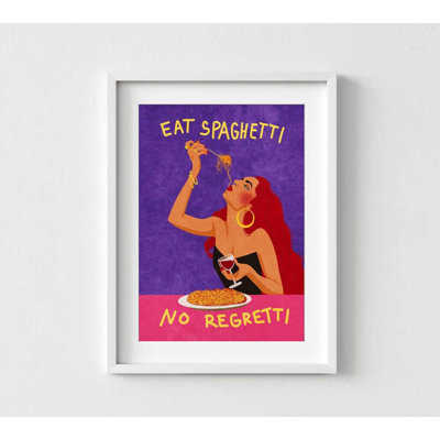 Drôle de spaghetti - affiche «Retro Eat No Regretti»