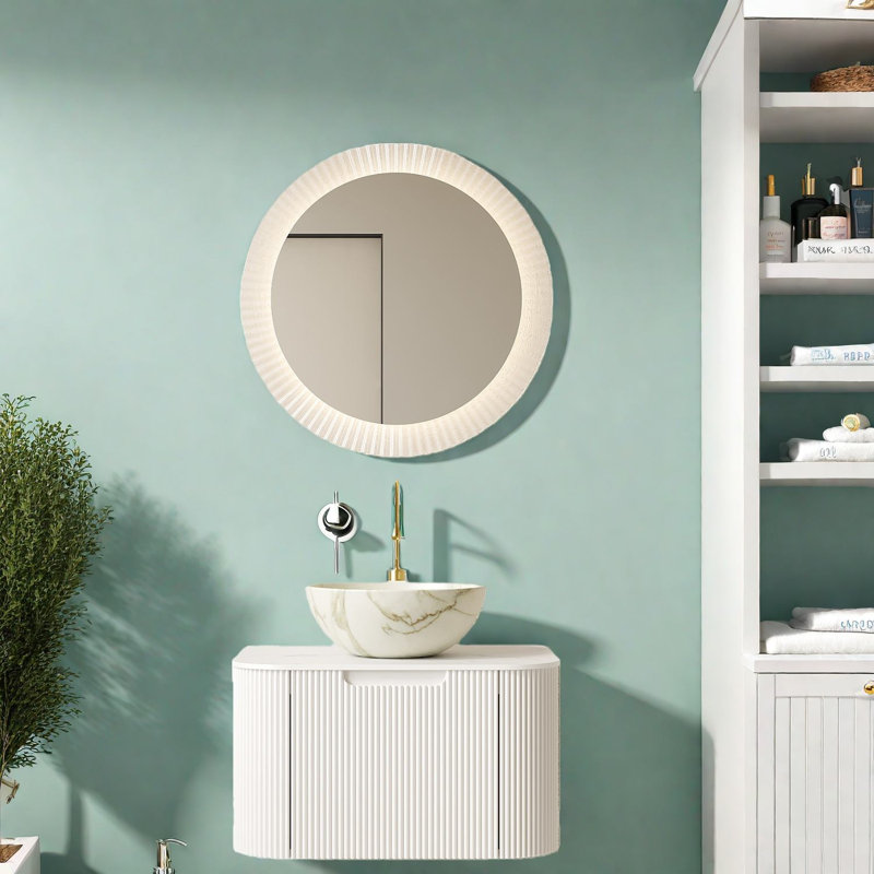 Meuble-lavabo peu encombrant avec lavabo en céramique, finition blanc mat moderne pour les salles de bain compactes