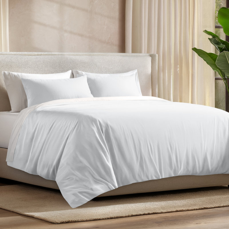 Rayon from Bamboo Duvet Set, Full Duvet Cover + 2 Standard Shams, White