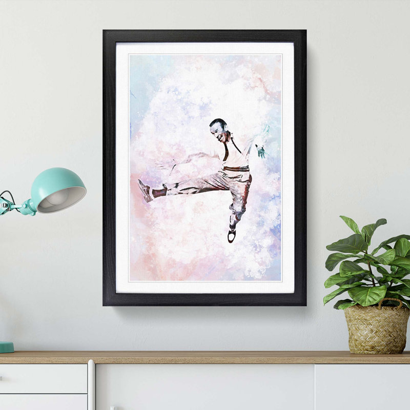 Fred Astaire Dancing in Abstract - Picture Frame Painting Print, 65cm H x 48cm W x 2cm D, Black Framed