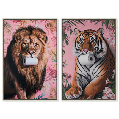 Tropical Roll Animal Set Maximalist Canvas Print by Art Remedy