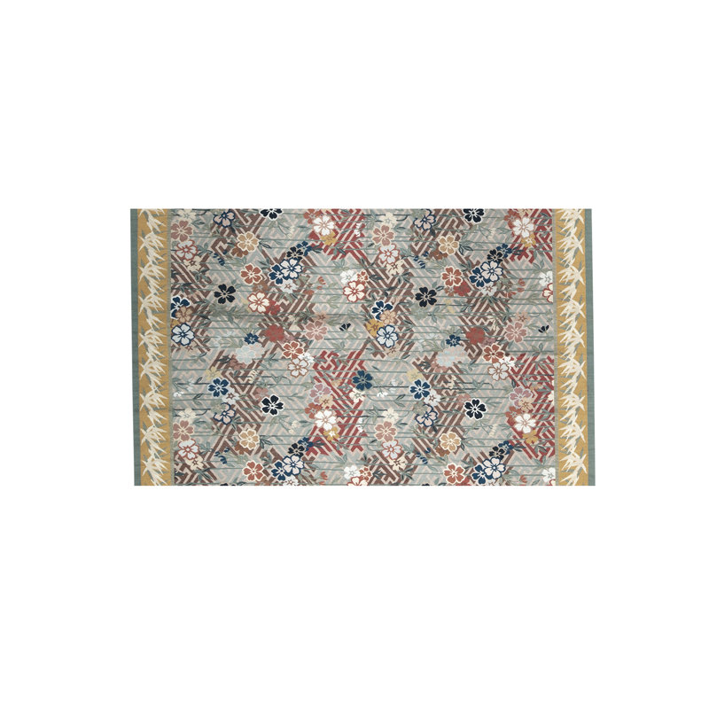 Tapis multicolore et doré noué à la main de haute qualité, Rectangle 8 pi 11 po x 11 pi 11 po