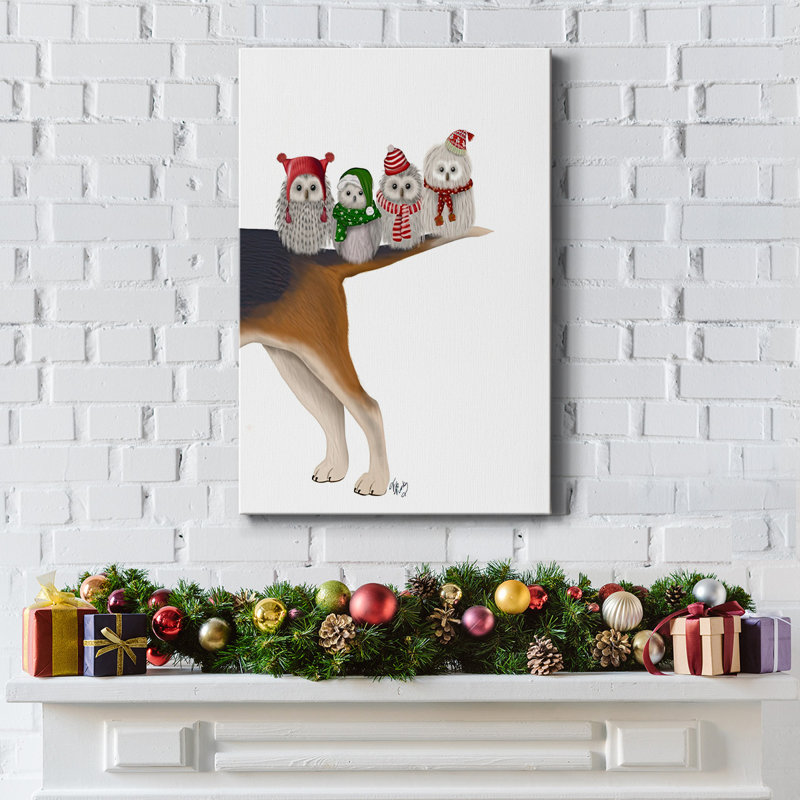 «Christmas Bummer Owls» sur toile, H 60 po x l 40 po x P 1,5 po