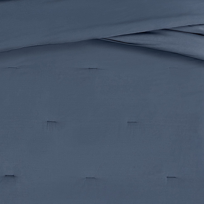 Brooklyn Loom Essential Cotton Comforter Set, Blue, Twin Extra Long Comforter  + 1 Sham
