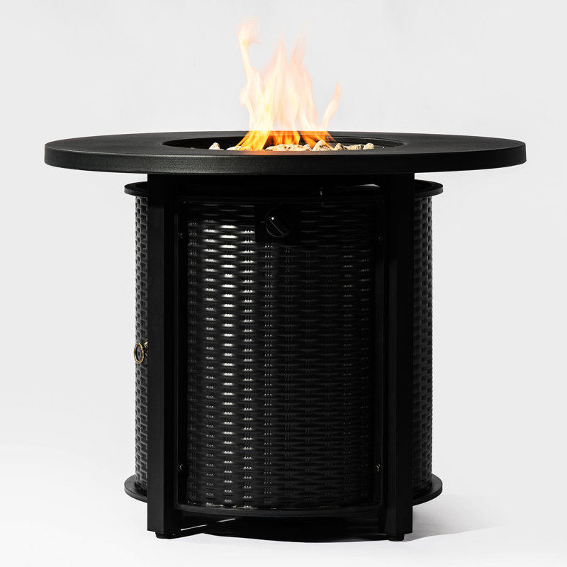 32Inch Steel Fire Pit Table With Screens, Outdoor Heat Source Lava Rocks, Enhancing Beauty Of Your Space
