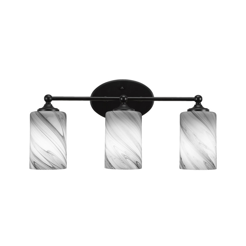 Barre d'éclairage de salle de bain Capri, Noir mat, 3