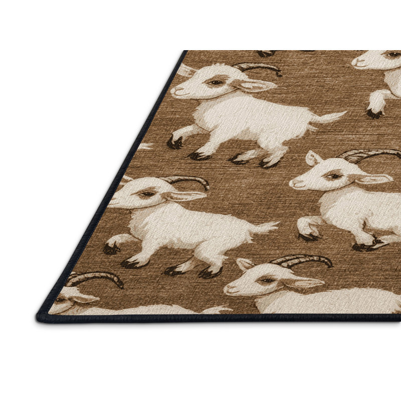  Washable Baby Goats Farm Area Rug, Runner 2' x 5'