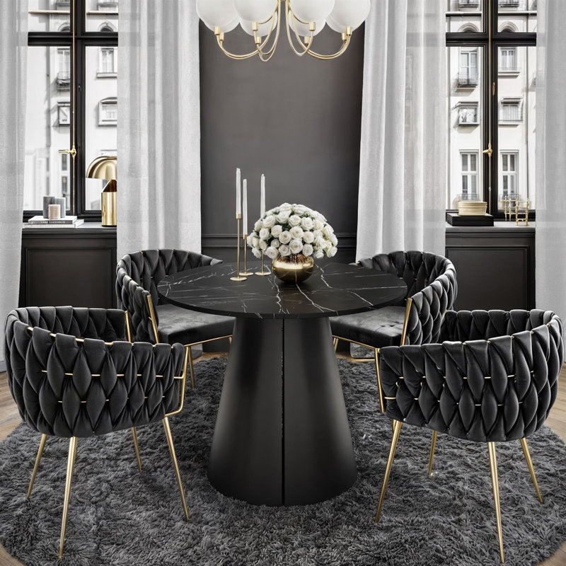 Extendable Dining Table, Black / Black Pietra Grigia
