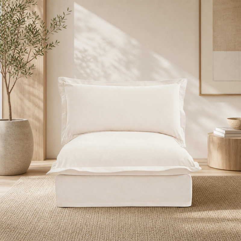 Module de fauteuil simple sans accoudoirs pour canapé modulaire, Crème