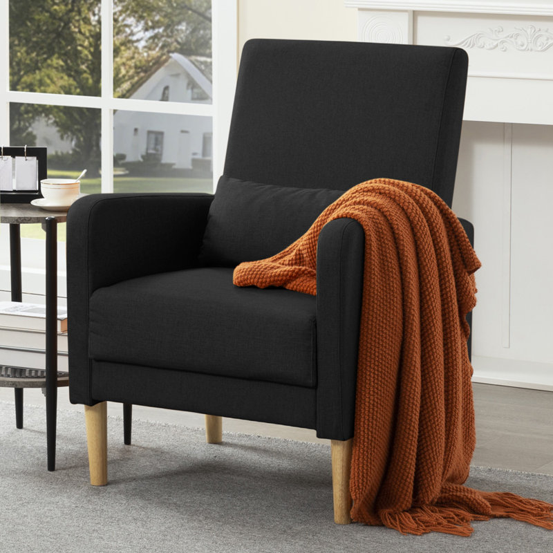 Fauteuil d'appoint rembourré de 67,5 cm de large, Lin, Noir