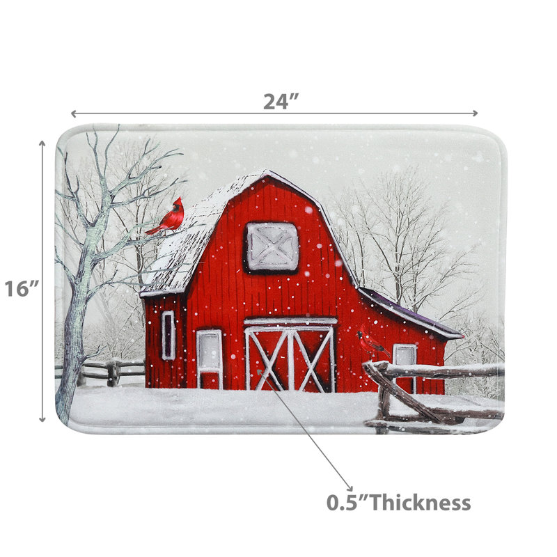 Tapis d'impression numérique à mémoire de forme (Les hivers arrivent - Grange en hiver)