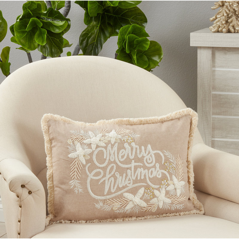 Evangelina Collection Embroidered Cotton Throw Pillow, Polyester/Polyfill