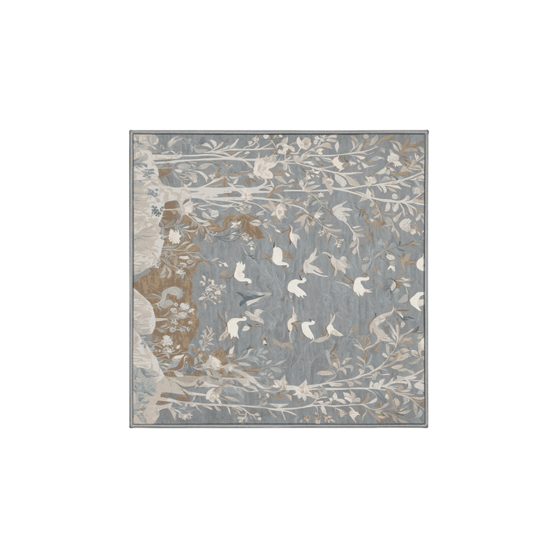 Machine Washable Brown Area Rug, Square 5'