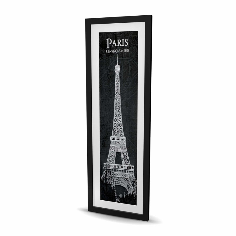Croquis de la Tour Eiffel sur fond de carte | Décoration intérieure encadrée