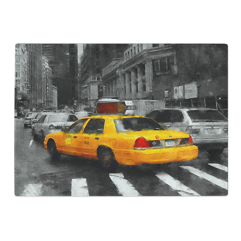 Yellow Taxi Cab Vol.2 Painting Chopping Board, 0.4cm H x 28.5cm W x 39cm L