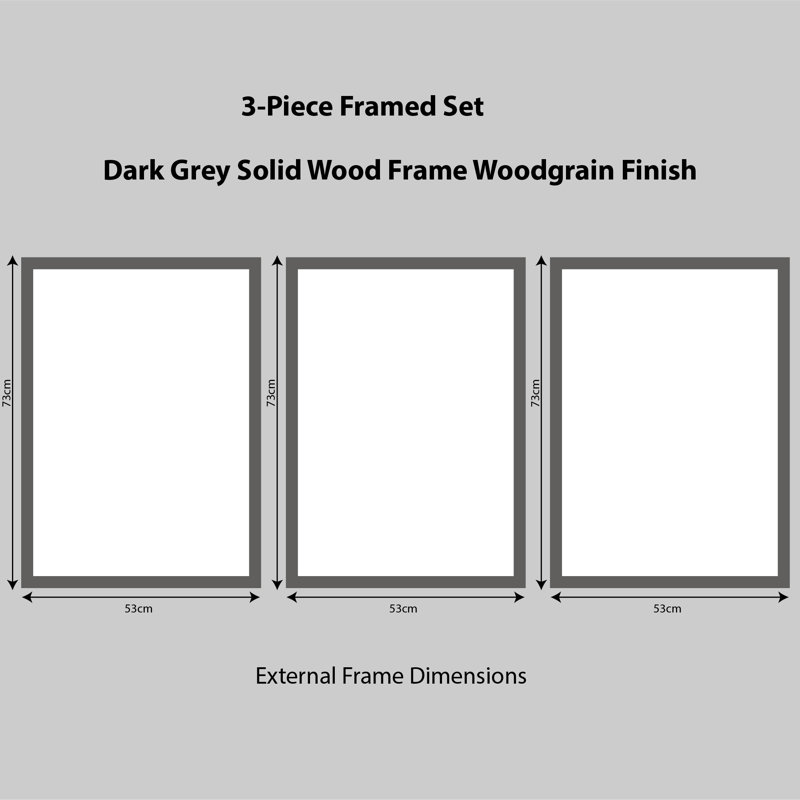 Lunar Reflections - 3 Piece Single Picture Frame Painting Set, Grey Framed, 73cm H x 53cm W 