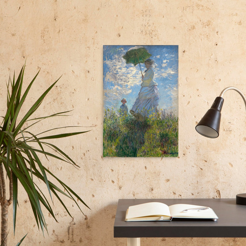 Woman With A Parasol 1875 Classic Abstract Contemporary Nature Spring Wall Art Print by Claude Monet - Wrapped Canvas Print