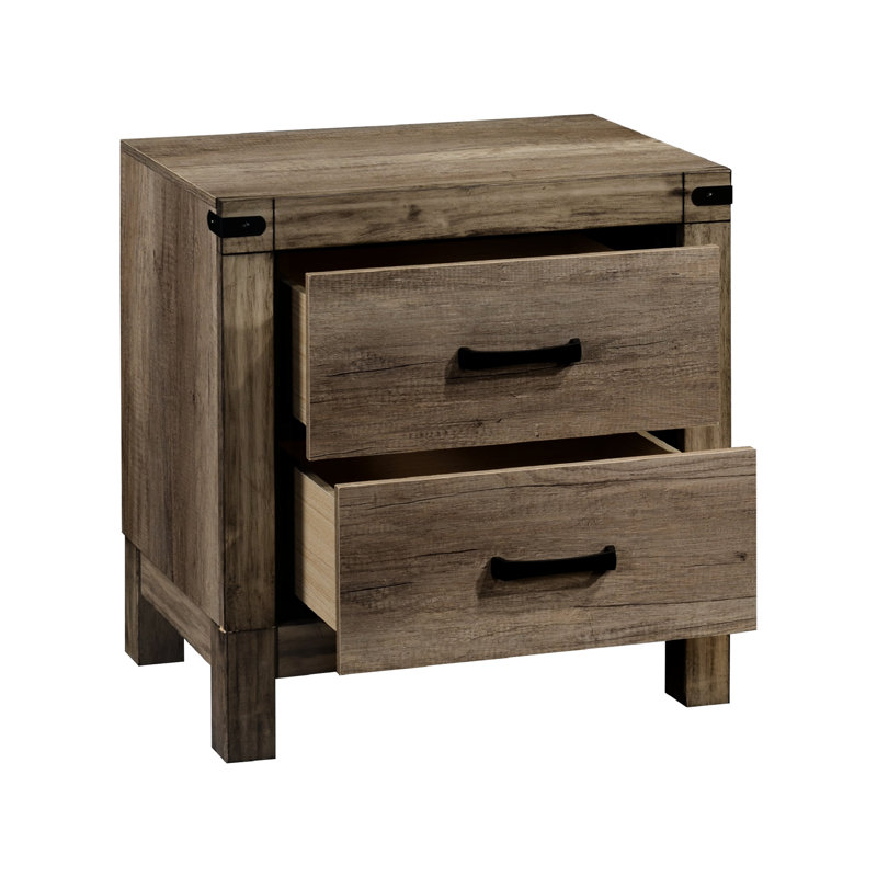 Table de chevet de style minimaliste, table de chevet contemporaine, table de chevet en bois pour chambre à coucher, table de bout à deux tiroirs