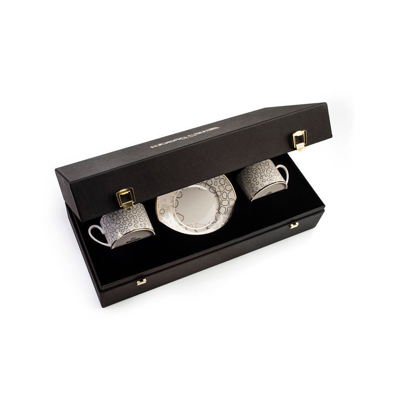 Tea Cup & Saucer GIRAFFE Set of 2 in Luxury Box diam. 3.3in, H 2.3in, cap. 7.5 oz, Saucer diam. 6in