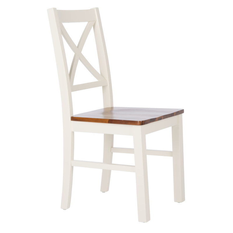 Cannava 18" Dining Chair, White/Walnut