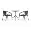 Amlie 23.75" Round Glass Metal Table with 2 Rattan Stack Chairs