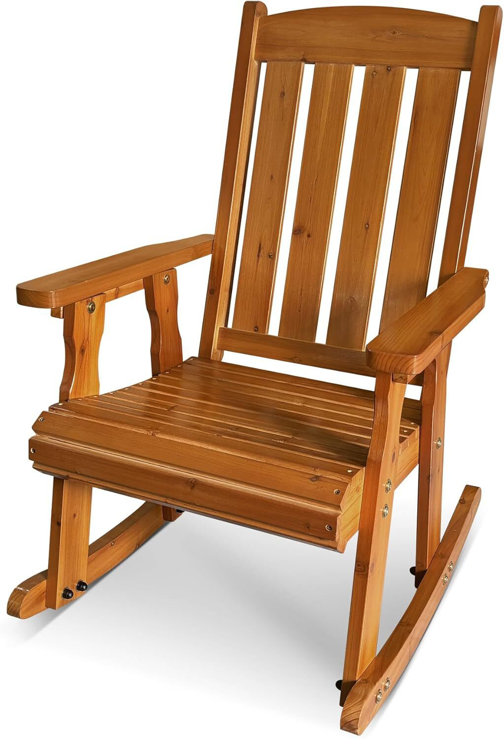 Winston Porter Wooden Rocking Chair with Comfortable Backrest ...