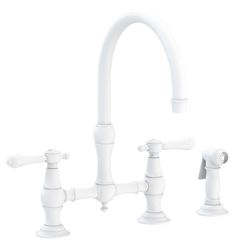Chesterfield Bridge Kitchen Faucet with Side Spray, Matte White