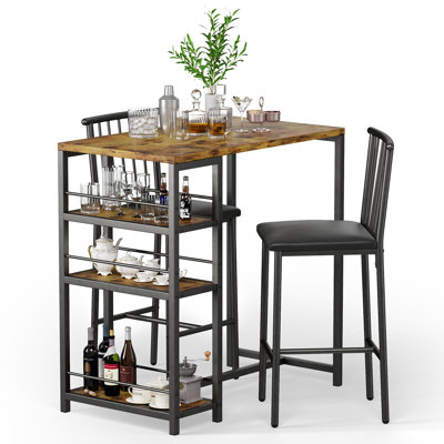 Tabiatha 2 - Person Counter Height Bar Table Set with 2 Upholstered Stool Chairs