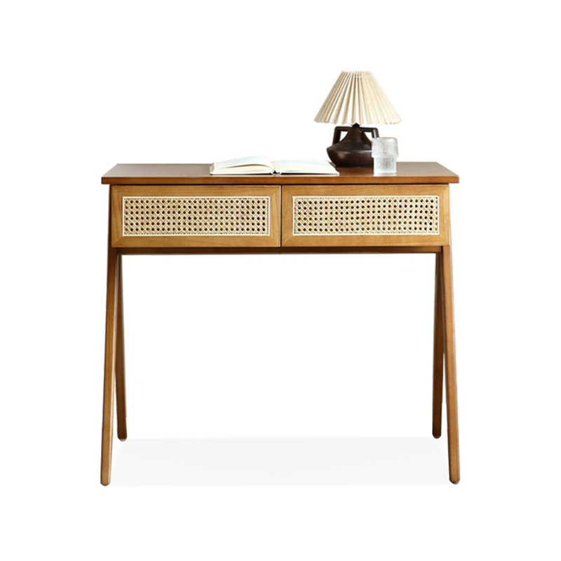 Bureau rectangulaire en bois massif avec tiroirs Walnut