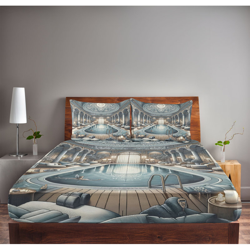 Ensemble de draps en microfibre Panorama of a Pool Hall, Double