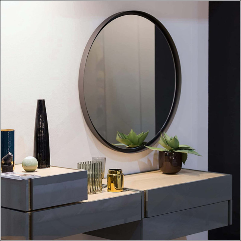Miroir mural pour salle de bain, 32 po x 32 po, Noir