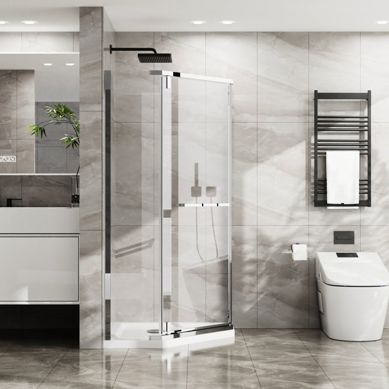 72 po de haut, porte de douche H 72 po, finition en verre trempé transparent de 36 po x 36 po, finition compacte 36 po 72 po, 1/4 po