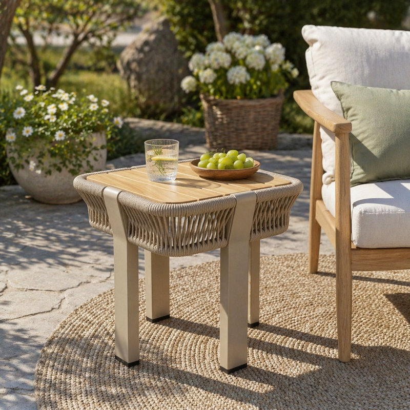 Table de bout d'extérieur pour patio, Beige